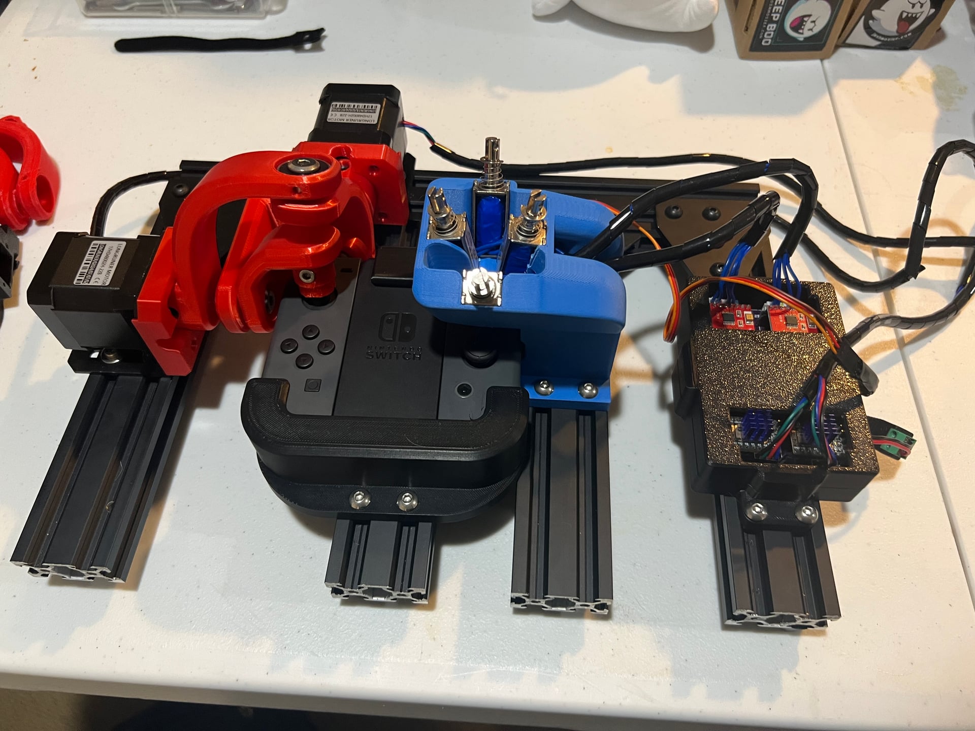 Close-up of the spherical parallel manipulator and solenoids