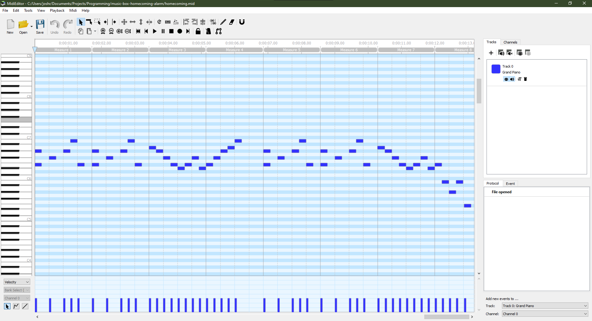 MIDI Editor view