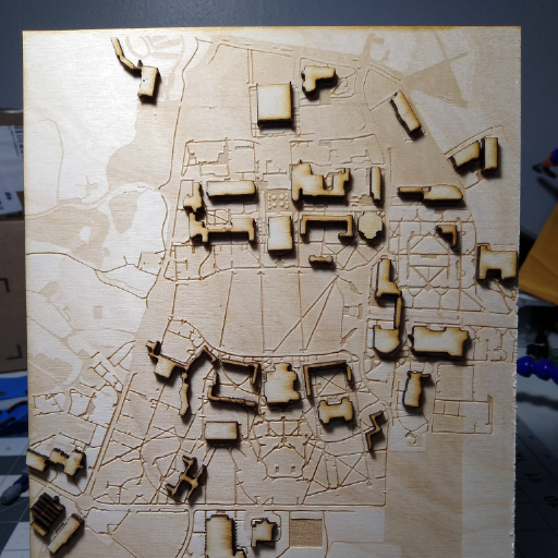 Laser-Cut Virginia Tech Campus Map